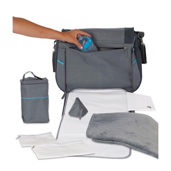 Geanta multifunctionala cu accesorii incluse BO Jungle pentru bebelusi gri - SOLBJB300420