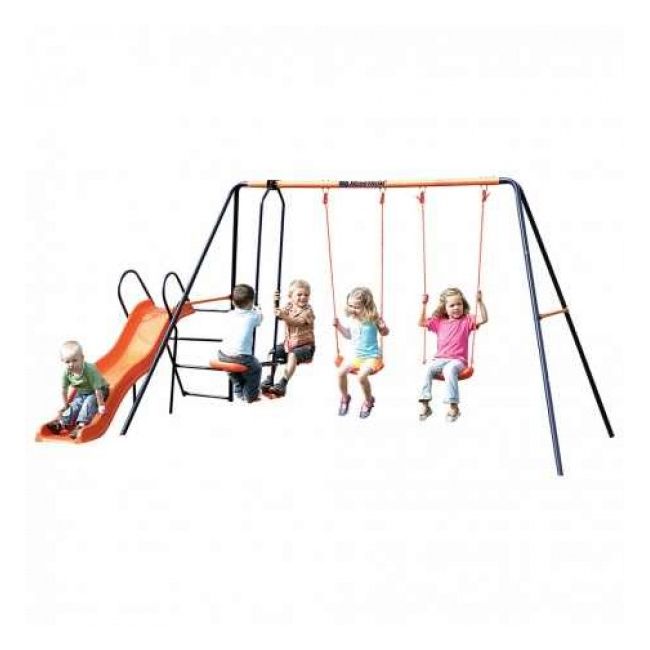 Leagan dublu cu balansoar si tobogan MVS Europa pentru copii combinate - SOLMVSM08610