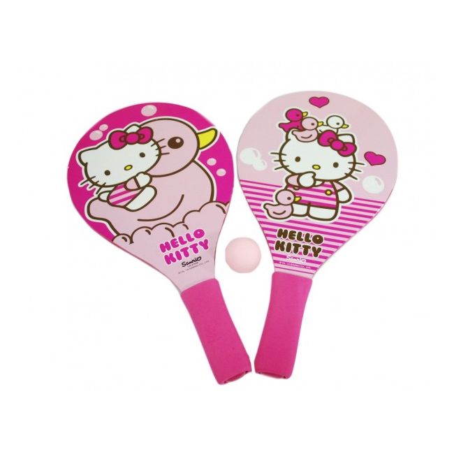 Set 2 palete pentru plaja Saica Hello Kitty din lemn cu minge inclusa pentru copii - SOLSA9341