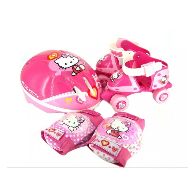 Set rotile Hello Kitty Saica pentru copii cu accesorii protectie si casca marimi reglabile 24-29 - SOLSA9316
