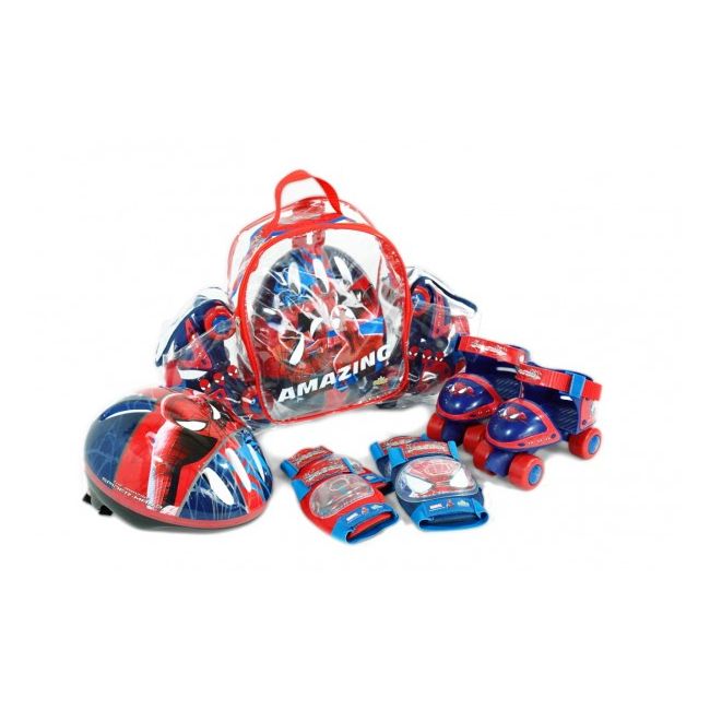 Set rotile Spiderman Saica pentru copii cu accesorii protectie si casca marimi reglabile 24-29 - SOLSA9626