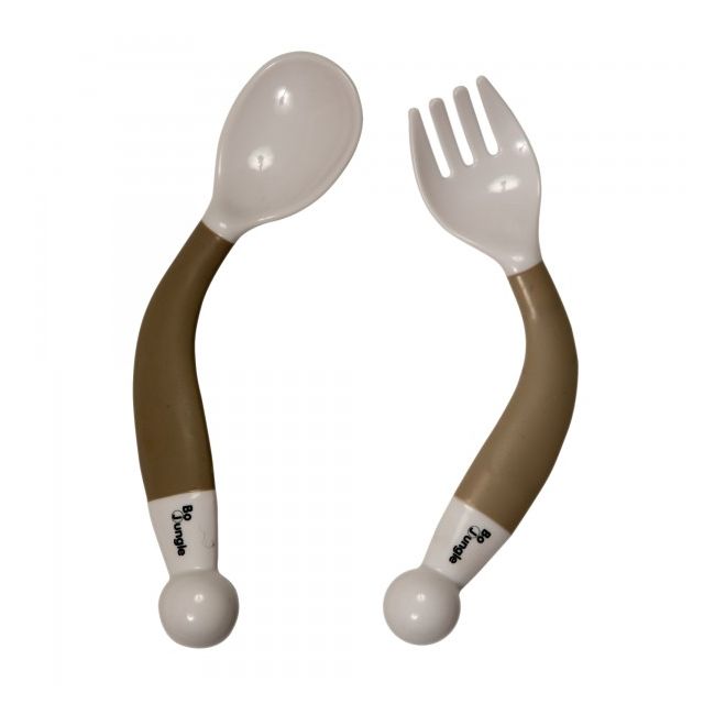 Set tacamuri copii BO Jungle lingurita si furculita bej flexibile  - SOLBJB570040