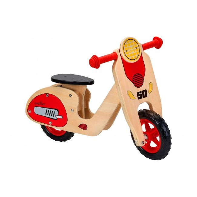 Bicicleta fara pedale din lemn Globo Legnoland 37723 pentru copii model Retro Scooter - SOLGL37723