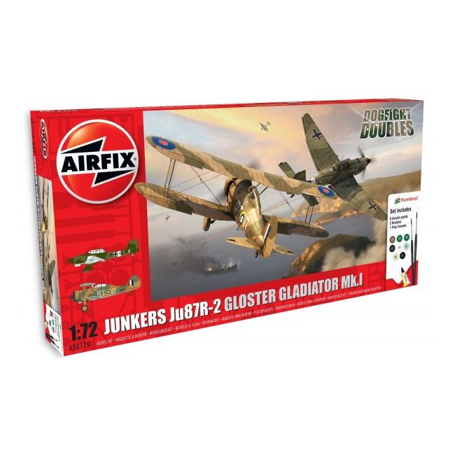 Kit constructie Airfix set Junkers JU87R-2 si Gloster Gladiator - SOLAF50179