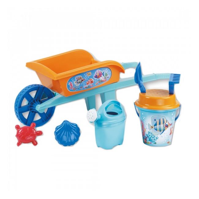 Roaba din plastic copii Androni Crazy Fish cu galetusa stropitoare si alte accesorii nisip - SOLAG6303-00CF
