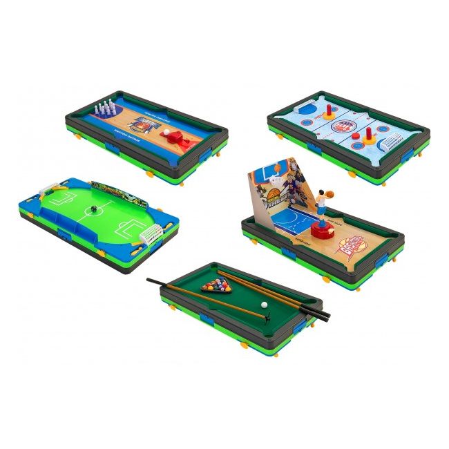Set 5 in 1 jocuri sportive masa Globo Fotbal Baschet Biliard Hockey - SOLGL37866