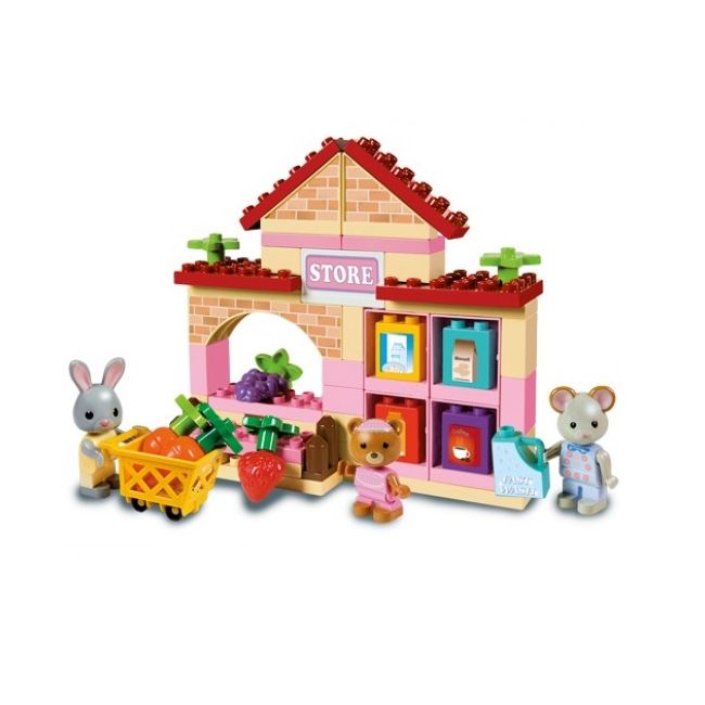 Set constructie cuburi Unico Maximilian Families Supermarket 60 piese - SOLUN8939-0MAX