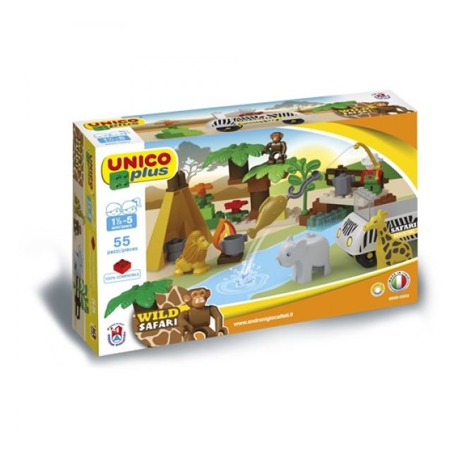 Set constructie cuburi Unico Safari mari 55 piese - SOLUN8560