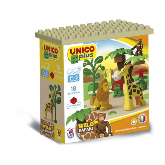 Set constructie cuburi Unico Safari mici 18 piese - SOLUN8561