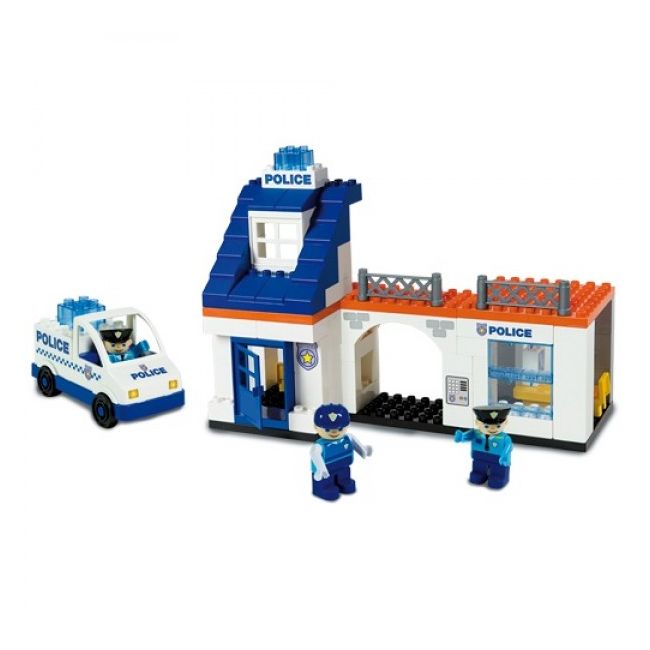 Set constructie cuburi Unico Statie de Politie Galetusa cu maner si roti  - SOLUN8544-1