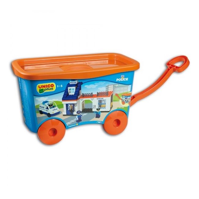 Set constructie cuburi Unico Statie de Politie Galetusa cu maner si roti  - SOLUN8544-1