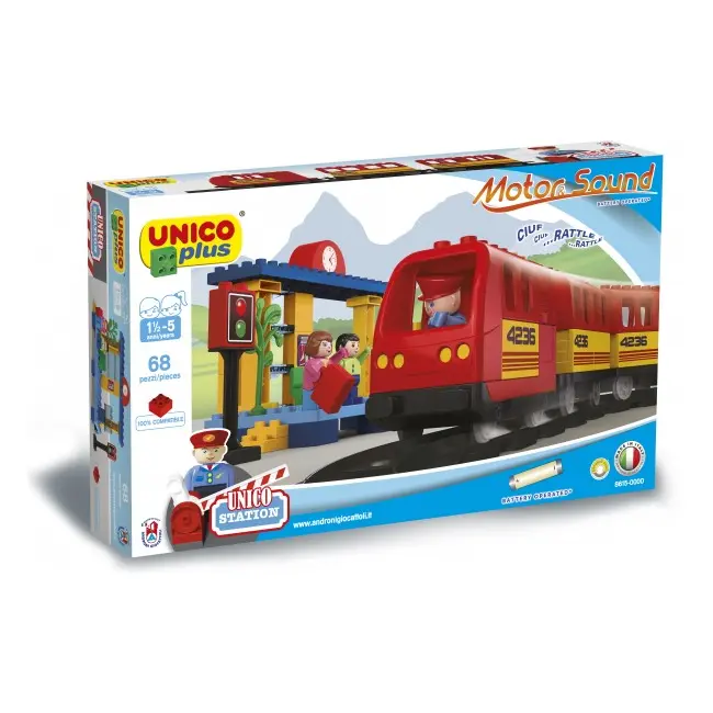 Set constructie Unico Plus Trenulet cu baterii 68 piese - SOLUN8615