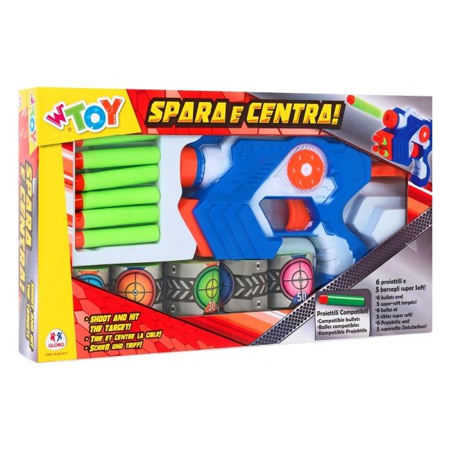 Set pistol cu gloante moi si tinte pentru copii Globo Wtoy - SOLGL37952