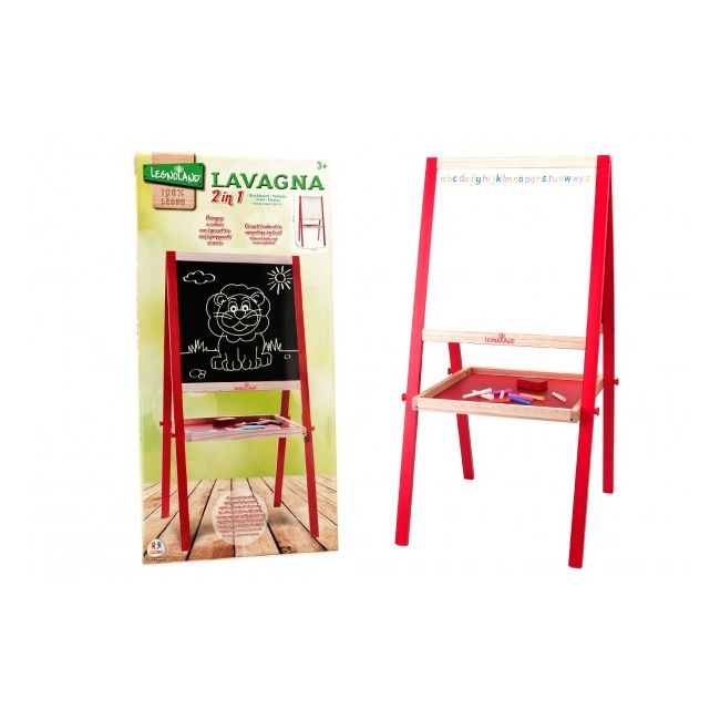 Set tablita lemn Globo Legnoland 35479 2 in 1 scris cu creta si marker  - SOLGL35479