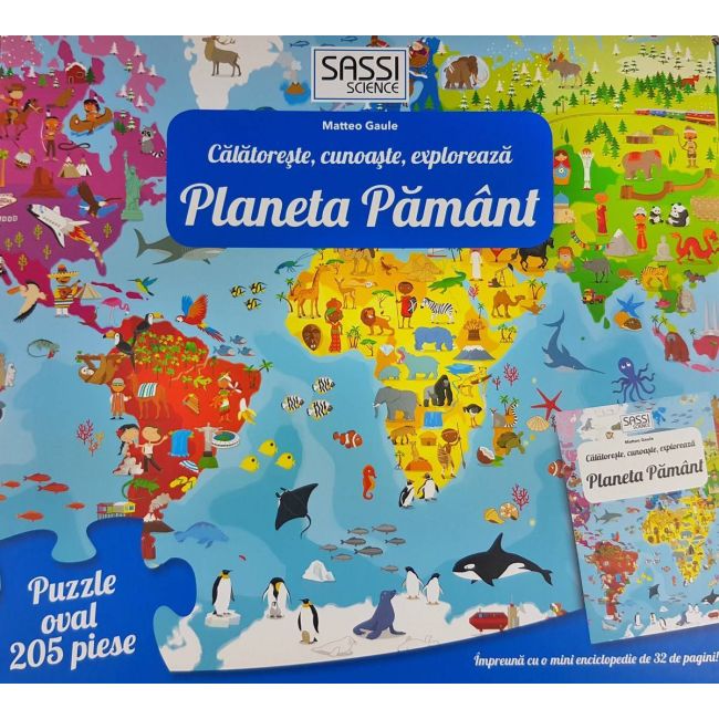 Cunoaste si exploreaza -  puzzle planeta pamant in limba romana (205 piese)