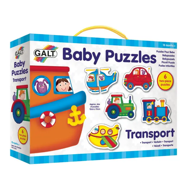 Baby puzzles: set de 6 puzzle-uri transport (2 piese)