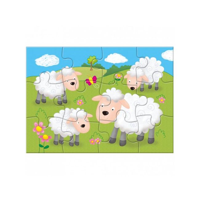 Set 4 puzzle-uri animale de la ferma (4, 6, 8, 12 piese)
