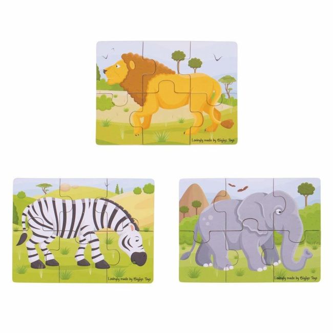 Set 3 puzzle din lemn - jungla vesela