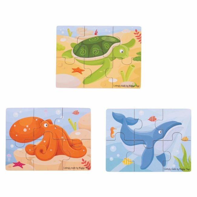 Set 3 puzzle din lemn - lumea acvatica