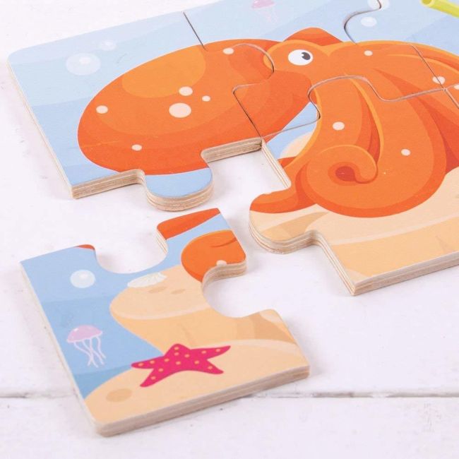Set 3 puzzle din lemn - lumea acvatica
