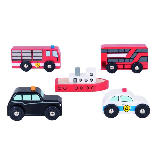 Set 5 vehicule din lemn