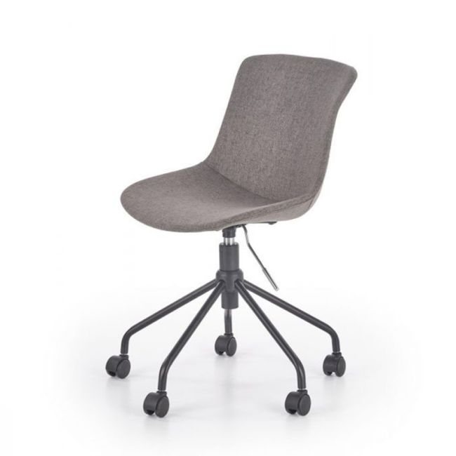 Scaun birou copii hm doblo, ergonomic, roti pivotante, cadru cromat, stofa, inaltime ajustabila, 100 kg, gri drm4638