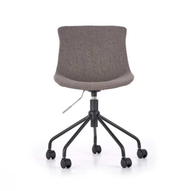 Scaun birou copii hm doblo, ergonomic, roti pivotante, cadru cromat, stofa, inaltime ajustabila, 100 kg, gri drm4638