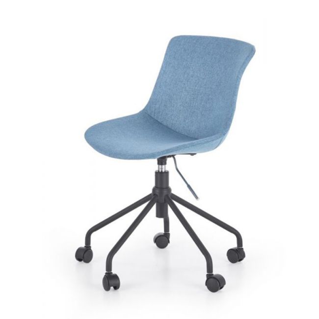 Scaun birou copii hm doblo, ergonomic, roti pivotante, cadru cromat, stofa, inaltime ajustabila, 100 kg, turcoaz drm4640