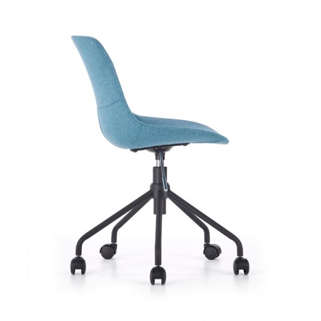 Scaun birou copii hm doblo, ergonomic, roti pivotante, cadru cromat, stofa, inaltime ajustabila, 100 kg, turcoaz drm4640
