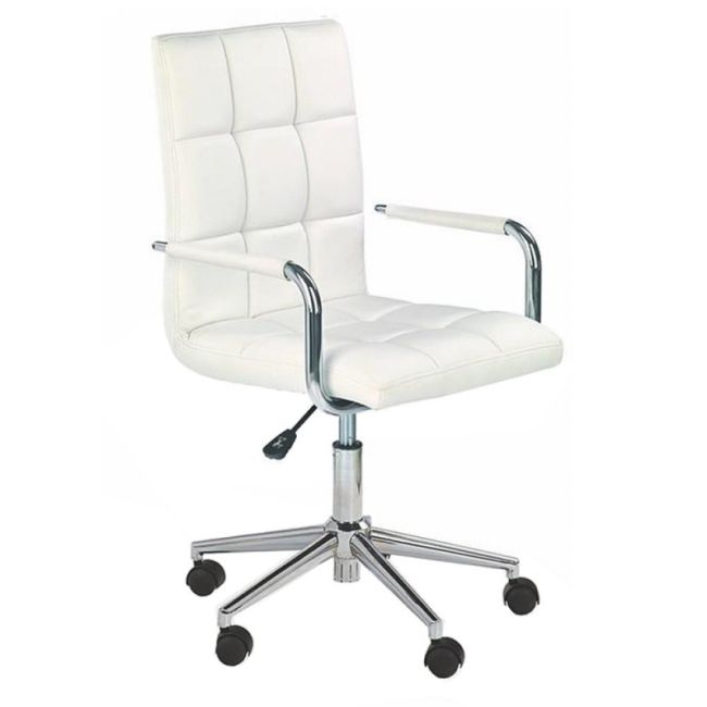 Scaun birou copii hm gonzo 2, ergonomic, cadru metalic, tapitat cu piele ecologica, ajustabil pe inaltime, cu brate, 90 kg, alb drm3831