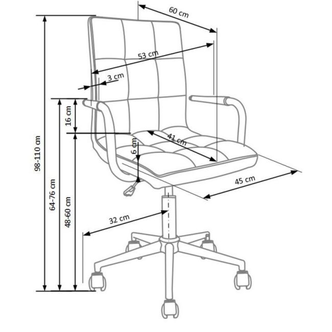 Scaun birou copii hm gonzo 2, ergonomic, cadru metalic, tapitat cu piele ecologica, ajustabil pe inaltime, cu brate, 90 kg, alb drm3831