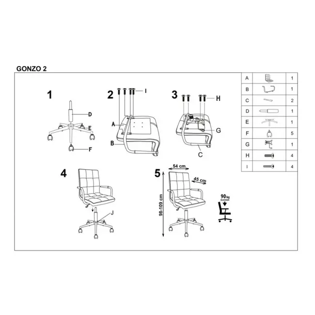 Scaun birou copii hm gonzo 2, ergonomic, cadru metalic, tapitat cu piele ecologica, ajustabil pe inaltime, cu brate, 90 kg, alb drm3831