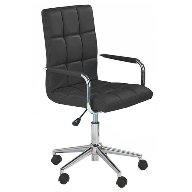 Scaun birou copii hm gonzo 2, ergonomic, cadru metalic, tapitat cu piele ecologica, mecanism de balans, cu brate, 90 kg, negru drm3832