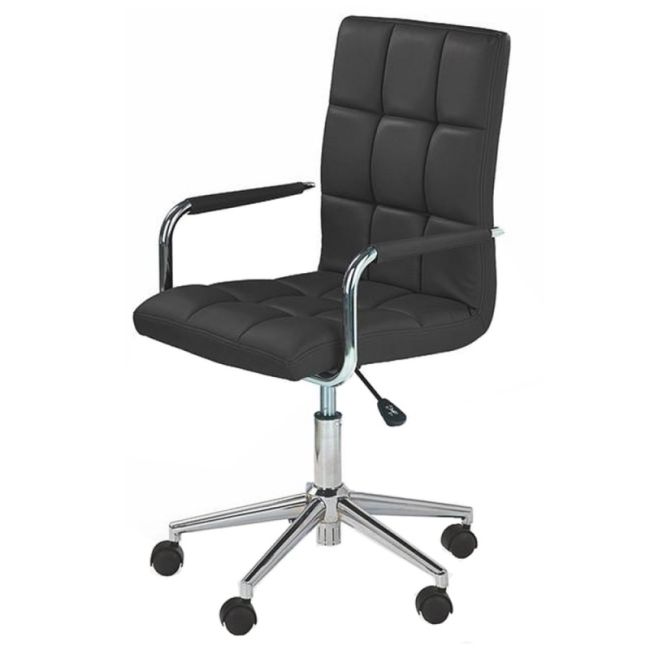 Scaun birou copii hm gonzo 2, ergonomic, cadru metalic, tapitat cu piele ecologica, mecanism de balans, cu brate, 90 kg, negru drm3832