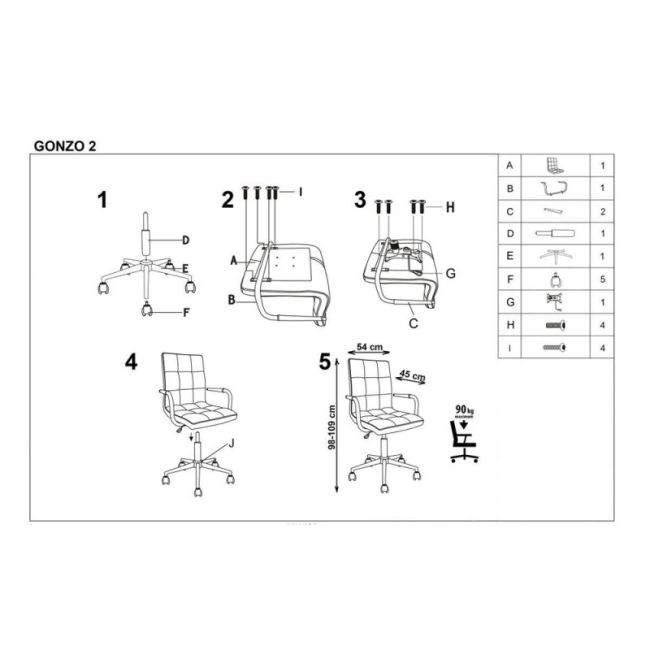 Scaun birou copii hm gonzo 2, ergonomic, cadru metalic, tapitat cu piele ecologica, mecanism de balans, cu brate, 90 kg, negru drm3832