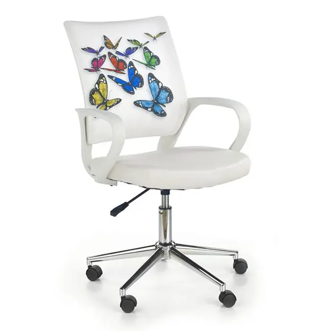 Scaun birou copii hm ibis butterfly, ergonomic, cadru metal, stofa/piele ecologica, inaltime ajustabila, 100 kg, multicolor drm3734