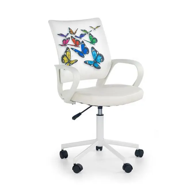 Scaun birou copii hm ibis butterfly, ergonomic, cadru metal, stofa/piele ecologica, inaltime ajustabila, 100 kg, multicolor drm3734