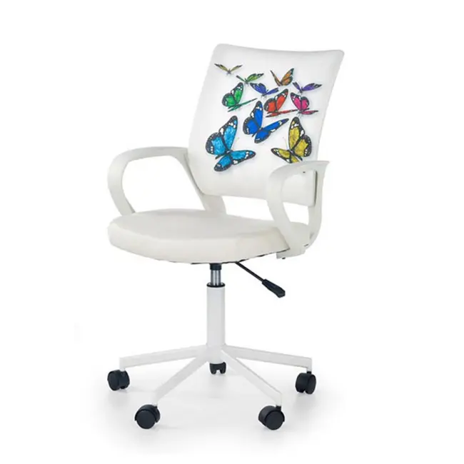 Scaun birou copii hm ibis butterfly, ergonomic, cadru metal, stofa/piele ecologica, inaltime ajustabila, 100 kg, multicolor drm3734