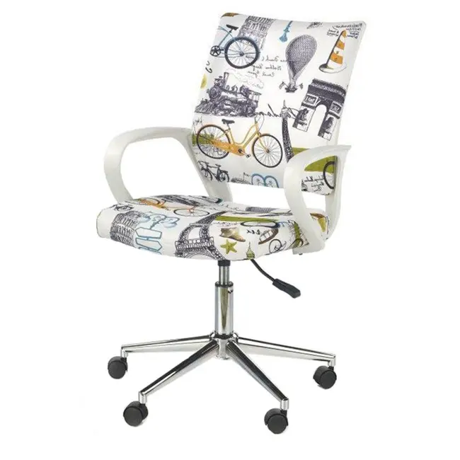 Scaun birou copii hm ibis paris, ergonomic, spatar curbat, cadru cromat, stofa, inaltime ajustabila, 100 kg, multicolor drm3736