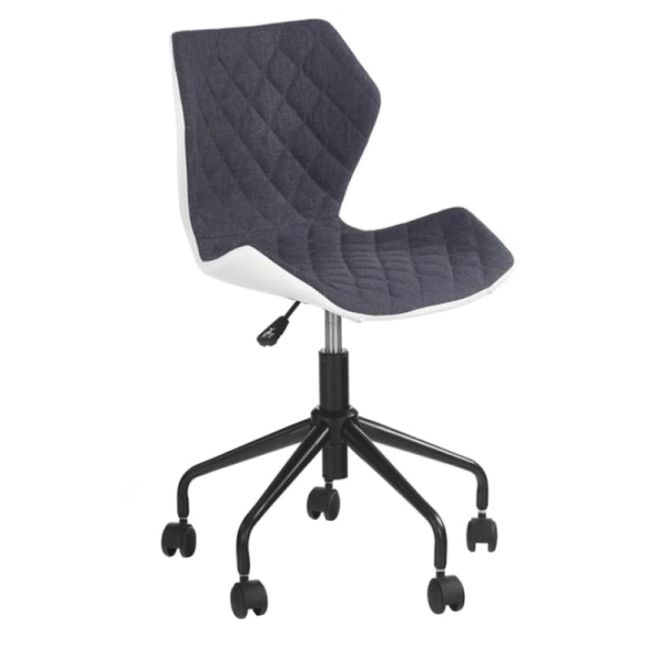 Scaun birou copii hm matrix, ergonomic, cadru metalic, stofa/piele ecologica, roti pivotante, 100 kg, alb/gri drm3841