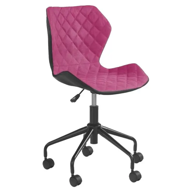 Scaun birou copii hm matrix, ergonomic, cadru metalic, stofa/piele ecologica, roti pivotante, 100 kg, negru/roz drm3843