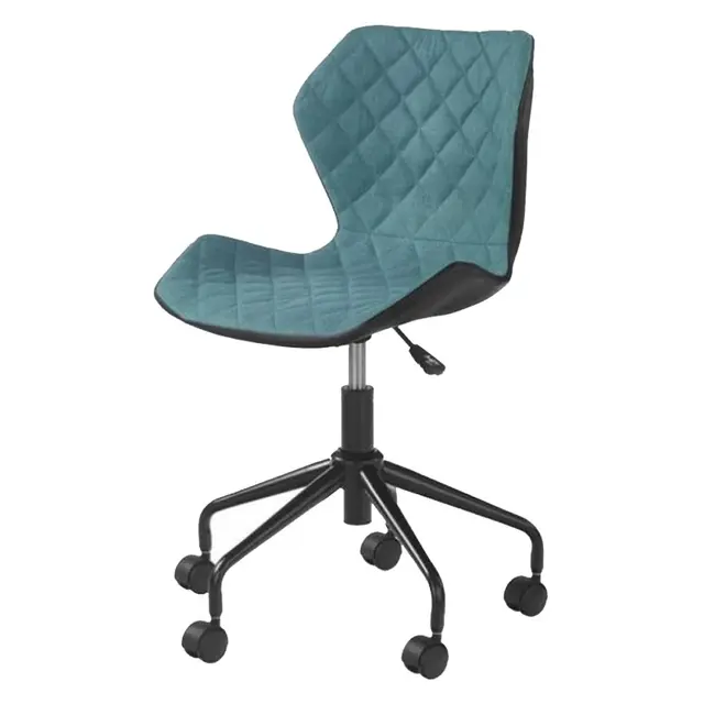 Scaun birou copii hm matrix, ergonomic, cadru cromat, stofa/piele ecologica, roti pivotante, 100 kg, negru/turcoaz drm3844