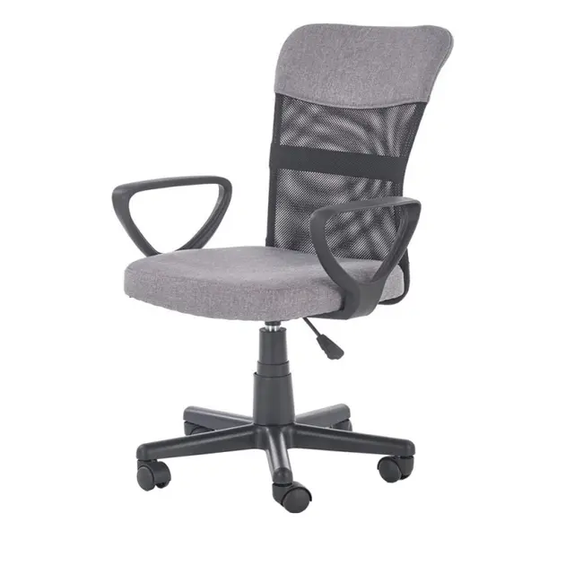 Scaun birou pentru copii cu plasa textila, hm timmy, ergonomic, inaltime reglabila, structura polipropilena, rotativ, 120 kg, gri drm4465