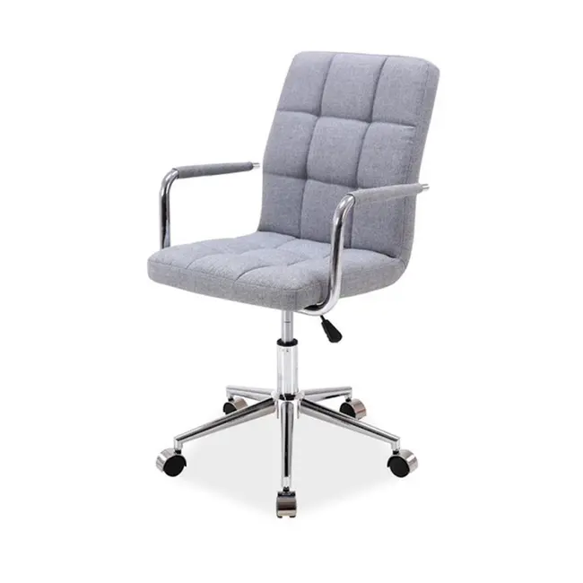 Scaun birou pentru copii sl q022, tapiterie stofa, roti pivotante, inaltime reglabila, baza cromata, 90 kg, gri drm4585