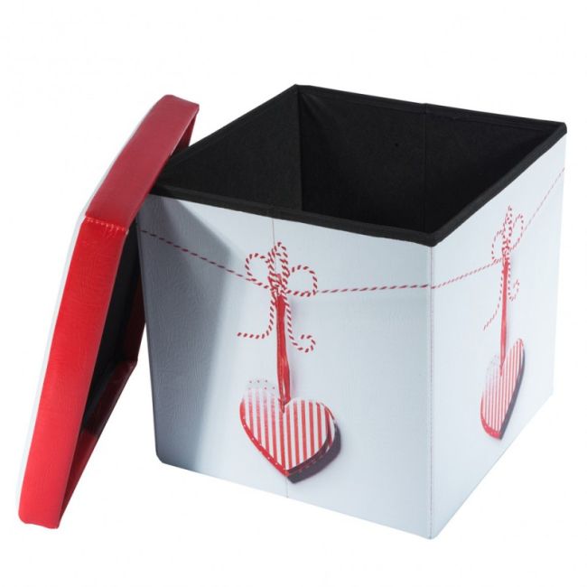 Taburete cu spatiu depozitare, design, mdf/ piele ecologica, 100 kg, 38 x 38, martisor drm3264