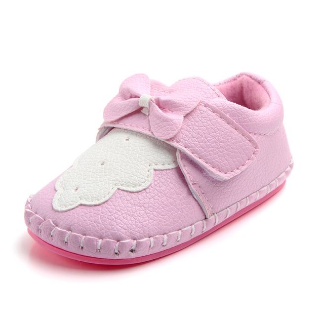 Pantofiori roz cu fundita roz MDD0784-1-p24.3-6 luni (Marimea 18 incaltaminte)