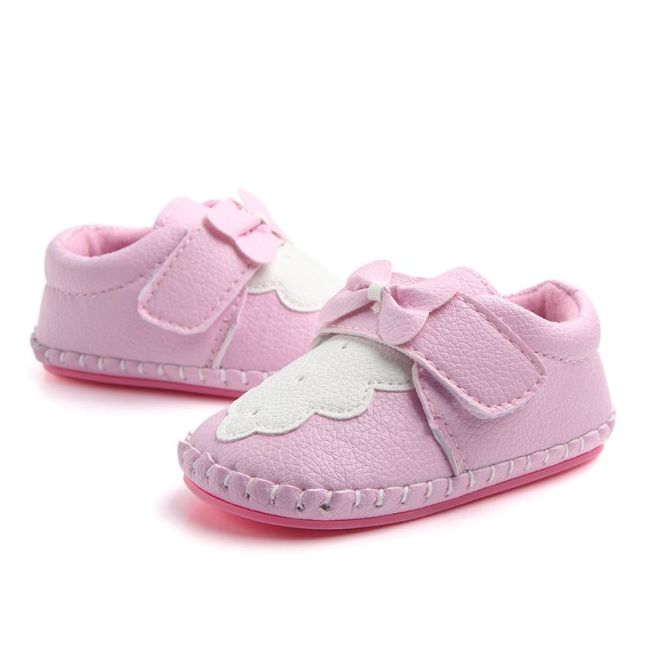 Pantofiori roz cu fundita roz MDD0784-1-p24.3-6 luni (Marimea 18 incaltaminte)