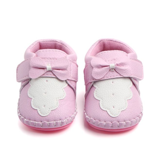 Pantofiori roz cu fundita roz MDD0784-1-p24.3-6 luni (Marimea 18 incaltaminte)