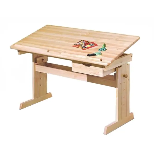 Birou ergonomic pentru copii hm julia, inaltime reglabila, unghi inclinare ajustabil, lemn, 109x55x63-93 cm, fag drm2314