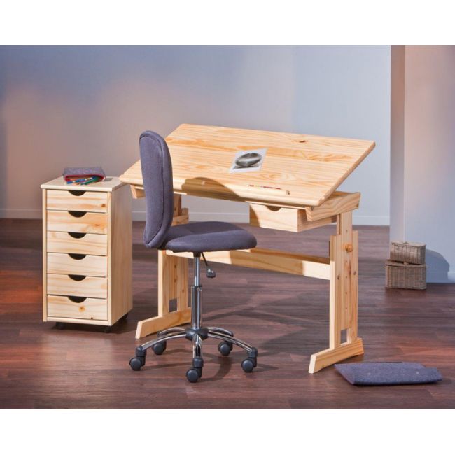 Birou ergonomic pentru copii hm julia, inaltime reglabila, unghi inclinare ajustabil, lemn, 109x55x63-93 cm, fag drm2314